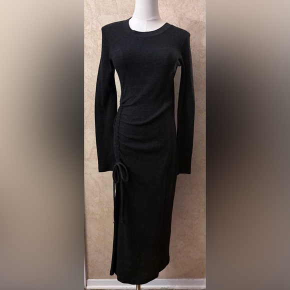 Michael Stars Women's Ilia Ruched Tie Maxi, Charcoal - Picture 2 of 6